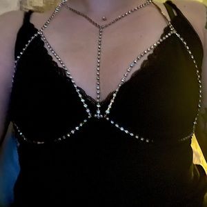 Crystal necklace very sexy peeking out under shirt